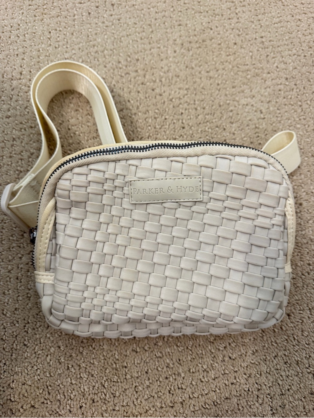 Parker & Hyde Cream Woven Crossbody Belt Bag